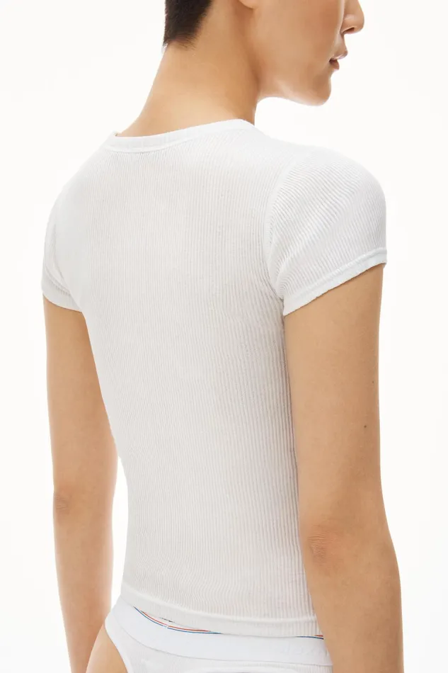 Alexander Wang Bodywear Scoop Neck Ribbed Cotton Tee