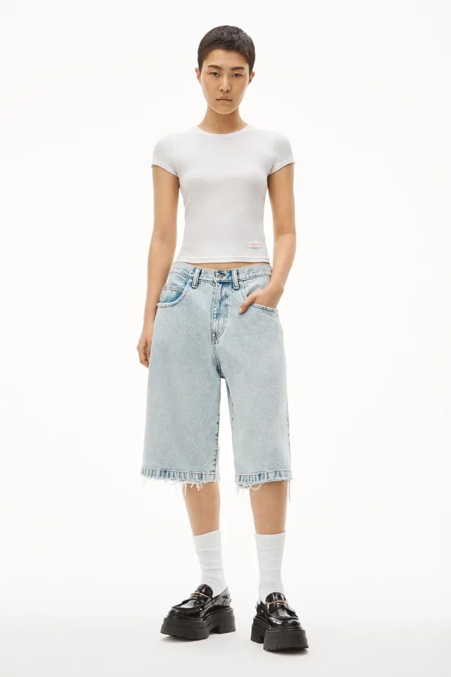 Alexander Wang Bodywear Scoop Neck Ribbed Cotton Tee
