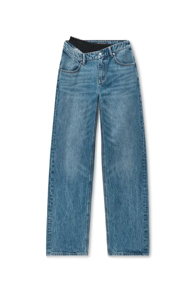Alexander Wang Denim PreStyled Denim Jeans With Asymmetrical Lace Waistband 8211 Women