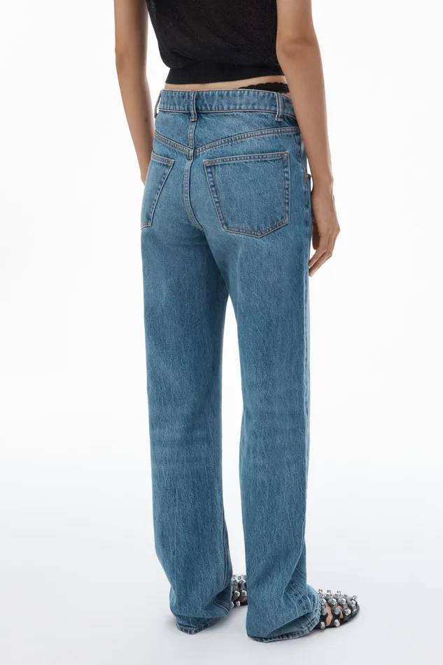 Alexander Wang Denim PreStyled Denim Jeans With Asymmetrical Lace Waistband 8211 Women