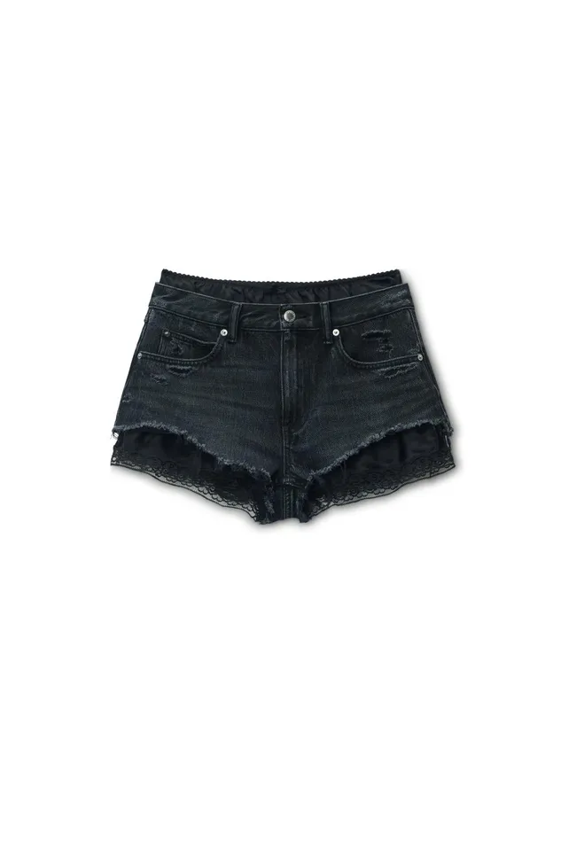 Alexander Wang Denim PreStyled Denim Shorts With Silk Boxer 8211 Women