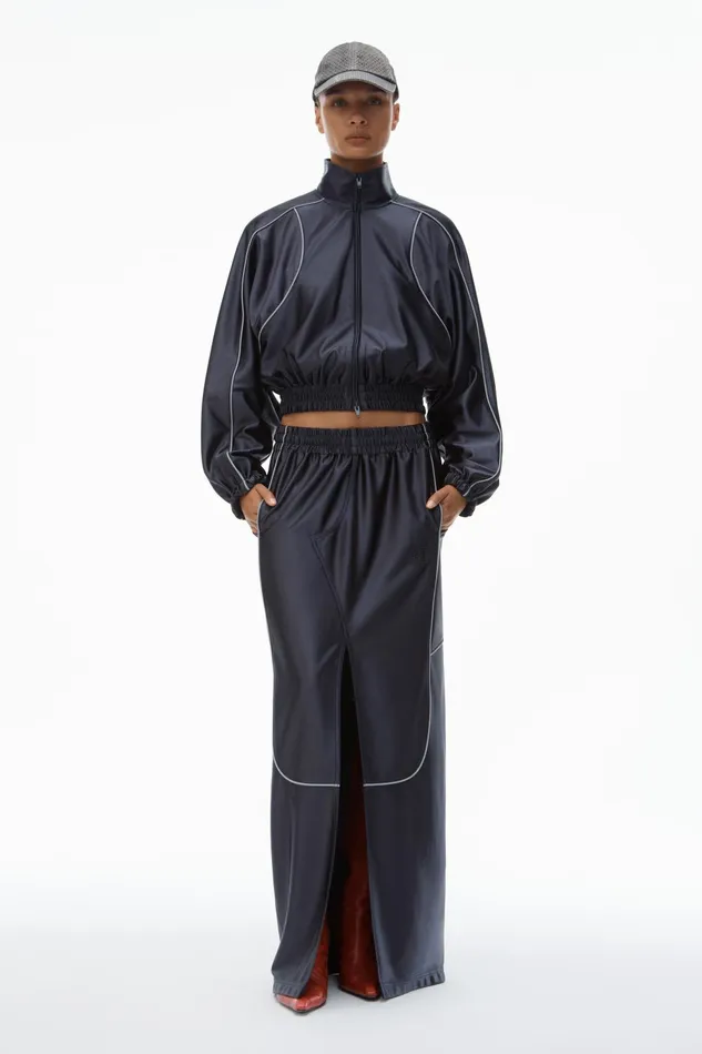 Alexander Wang Jackets Deconstructed Track Jacket In Satin Faille Jersey 8211 Women
