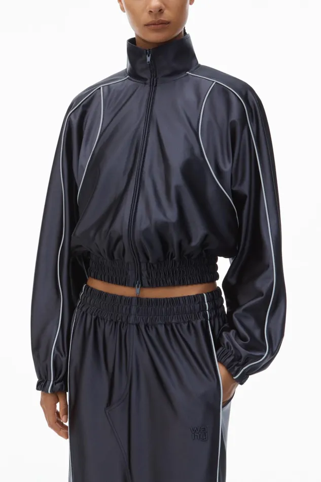 Alexander Wang Jackets Deconstructed Track Jacket In Satin Faille Jersey 8211 Women