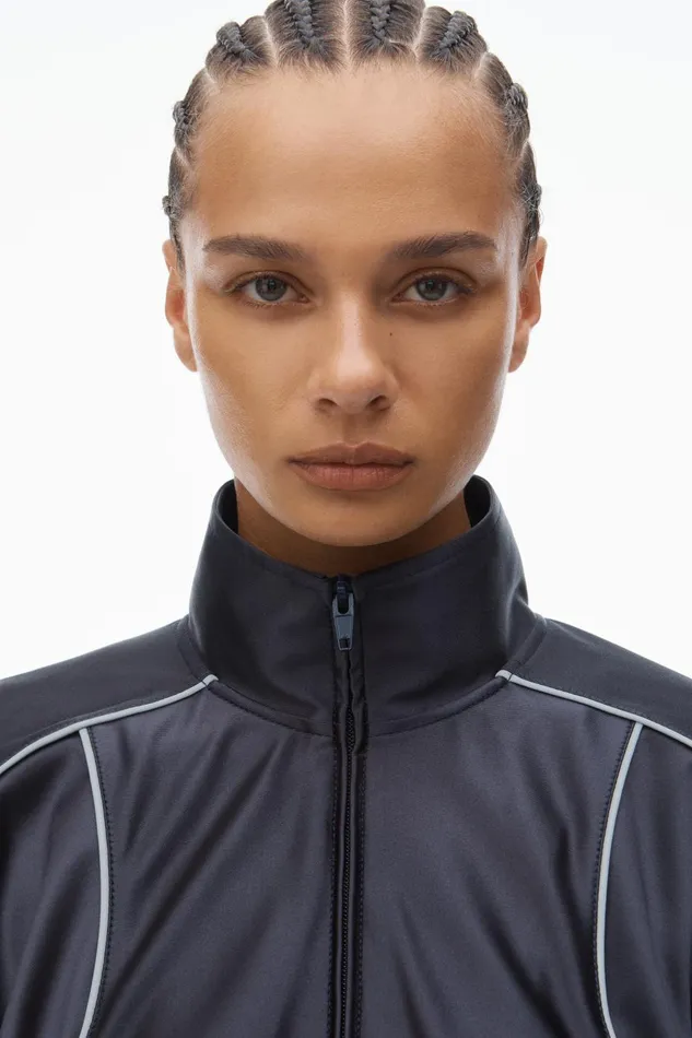 Alexander Wang Jackets Deconstructed Track Jacket In Satin Faille Jersey 8211 Women