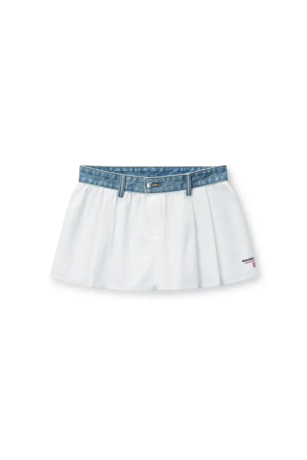 Alexander Wang Shorts Cotton Oxford BoxerStyle Shorts With Denim Waistband 8211 Women