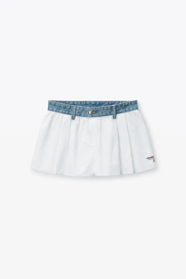 Alexander Wang Shorts Cotton Oxford BoxerStyle Shorts With Denim Waistband 8211 Women
