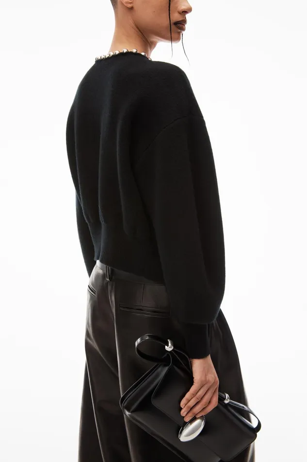 Alexander Wang Sweaters Crewneck Cardigan With Ball Chain Trim 8211 Women