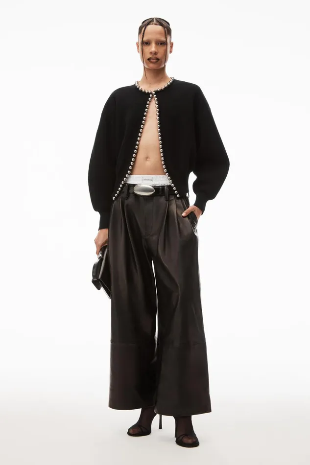 Alexander Wang Sweaters Crewneck Cardigan With Ball Chain Trim 8211 Women