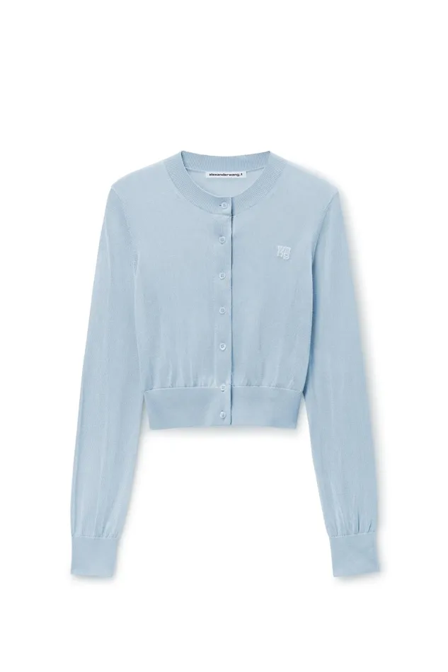 Alexander Wang Sweaters LogoEmbroidered Cropped Cardigan In Viscose 8211 Women