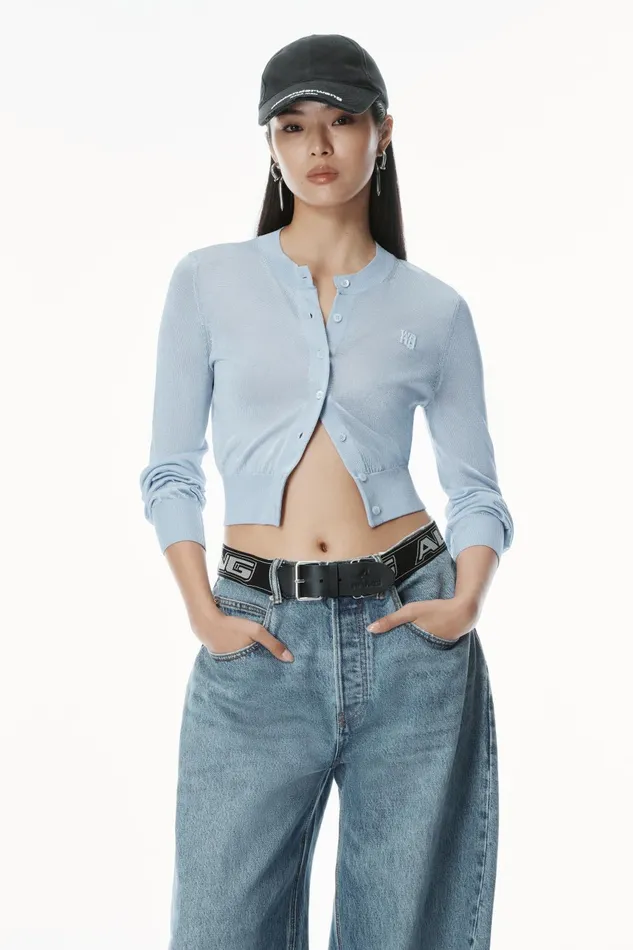Alexander Wang Sweaters LogoEmbroidered Cropped Cardigan In Viscose 8211 Women