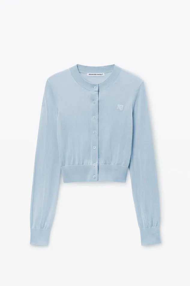 Alexander Wang Sweaters LogoEmbroidered Cropped Cardigan In Viscose 8211 Women