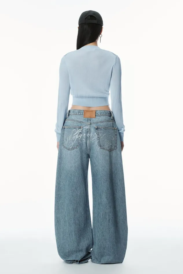 Alexander Wang Sweaters LogoEmbroidered Cropped Cardigan In Viscose 8211 Women