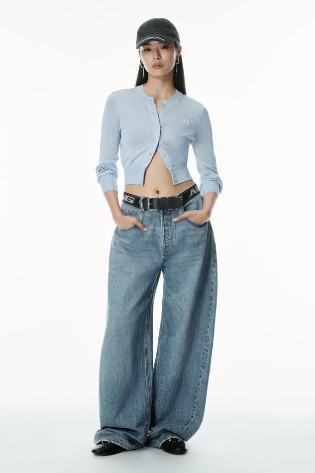 Alexander Wang Sweaters LogoEmbroidered Cropped Cardigan In Viscose 8211 Women
