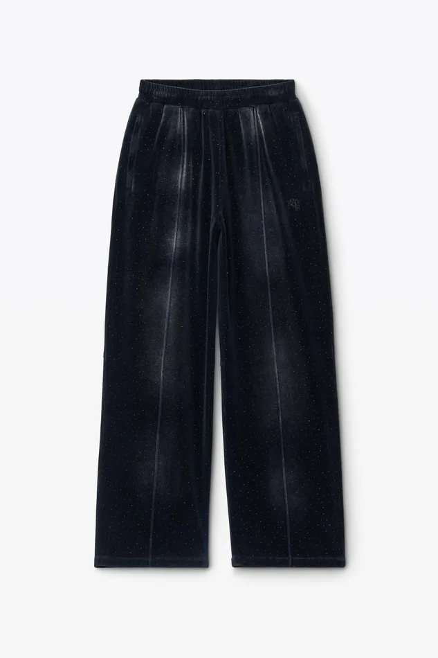 Alexander Wang Sweatpants Sweatpant With Clear Bead Hotfix In Crushed Velour 8211 Women