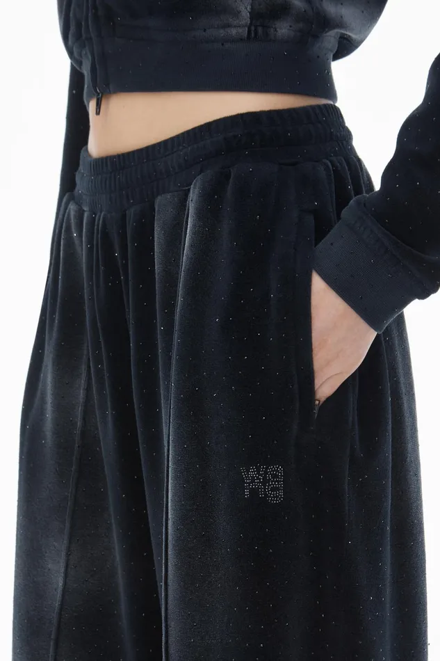 Alexander Wang Sweatpants Sweatpant With Clear Bead Hotfix In Crushed Velour 8211 Women