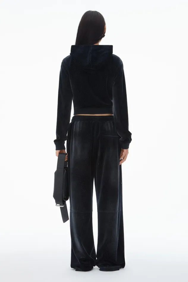 Alexander Wang Sweatpants Sweatpant With Clear Bead Hotfix In Crushed Velour 8211 Women