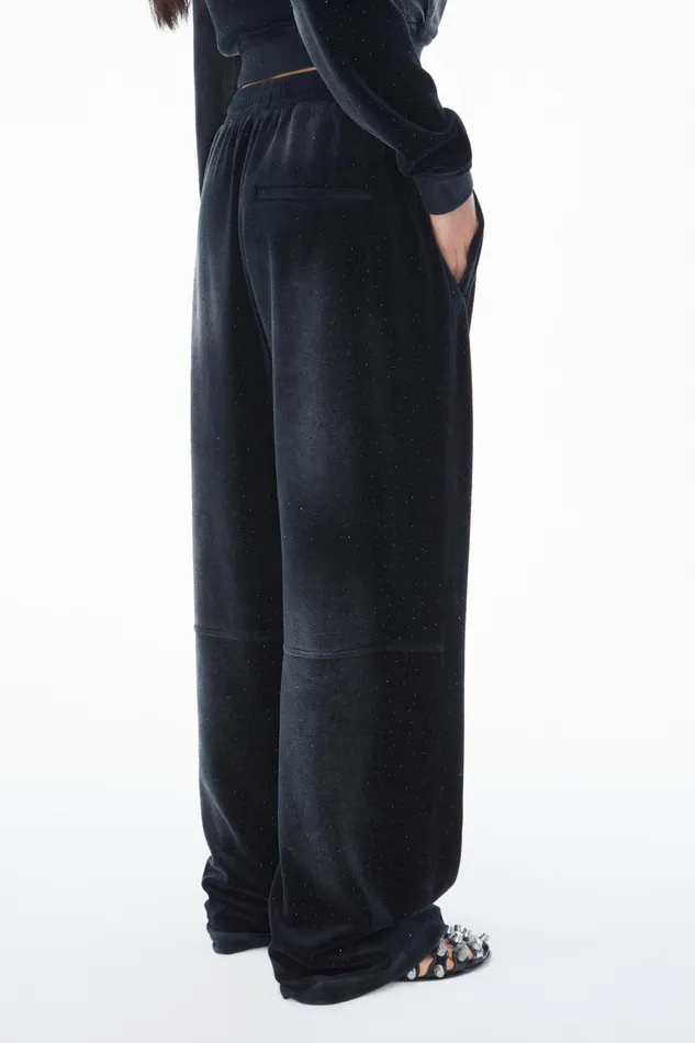 Alexander Wang Sweatpants Sweatpant With Clear Bead Hotfix In Crushed Velour 8211 Women