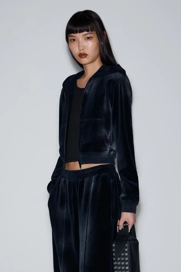 Alexander Wang Sweatpants Sweatpant With Clear Bead Hotfix In Crushed Velour 8211 Women