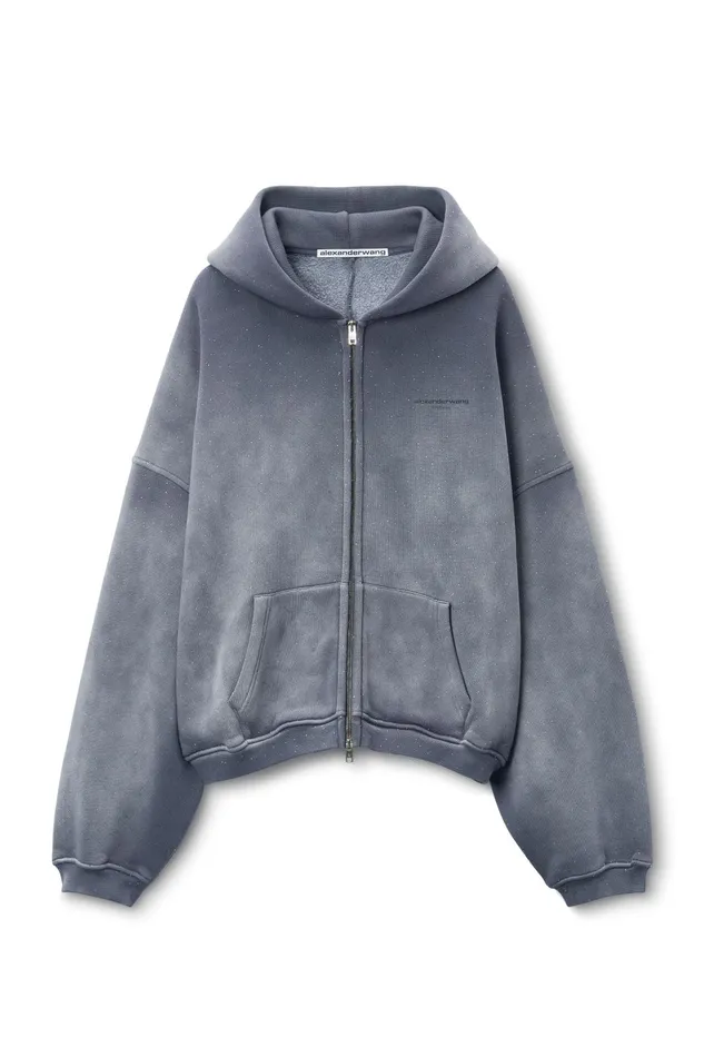 Alexander Wang Sweatshirts Crystal Hotfix ZipUp Hoodie 8211 Men