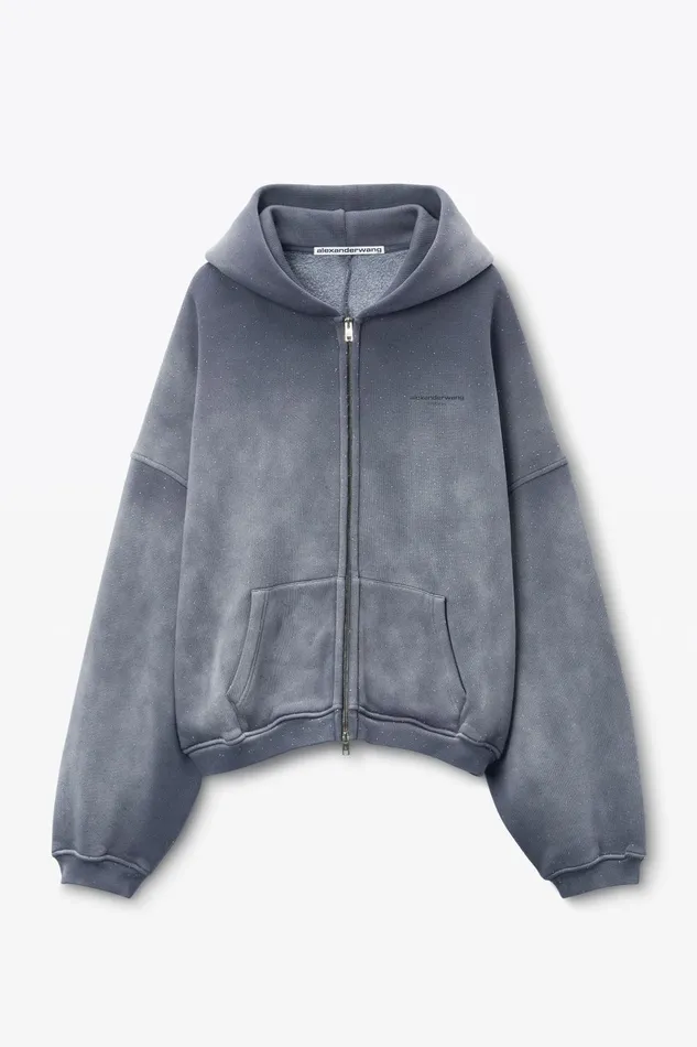 Alexander Wang Sweatshirts Crystal Hotfix ZipUp Hoodie 8211 Men