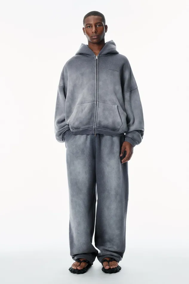 Alexander Wang Sweatshirts Crystal Hotfix ZipUp Hoodie 8211 Men