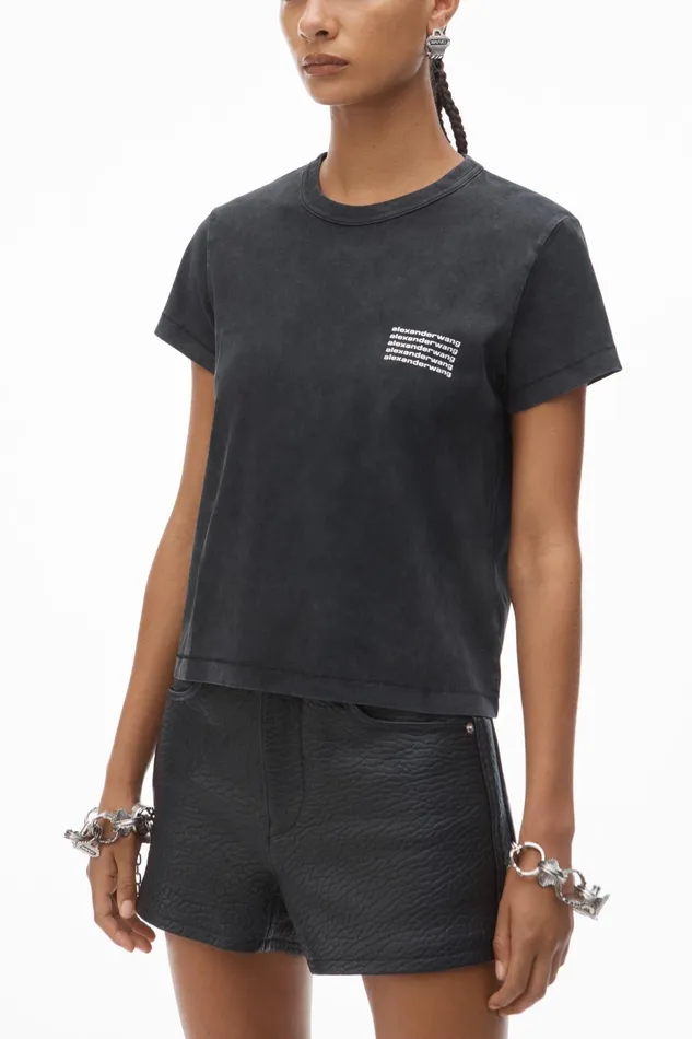 Alexander Wang TShirts Shrunken Tee In Acid Wash Jersey 8211 Women