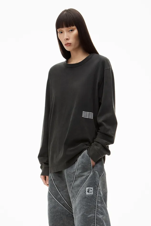 Alexander Wang TShirts Unisex LongSleeve Tee In Acid Wash Jersey 8211 WomenMen