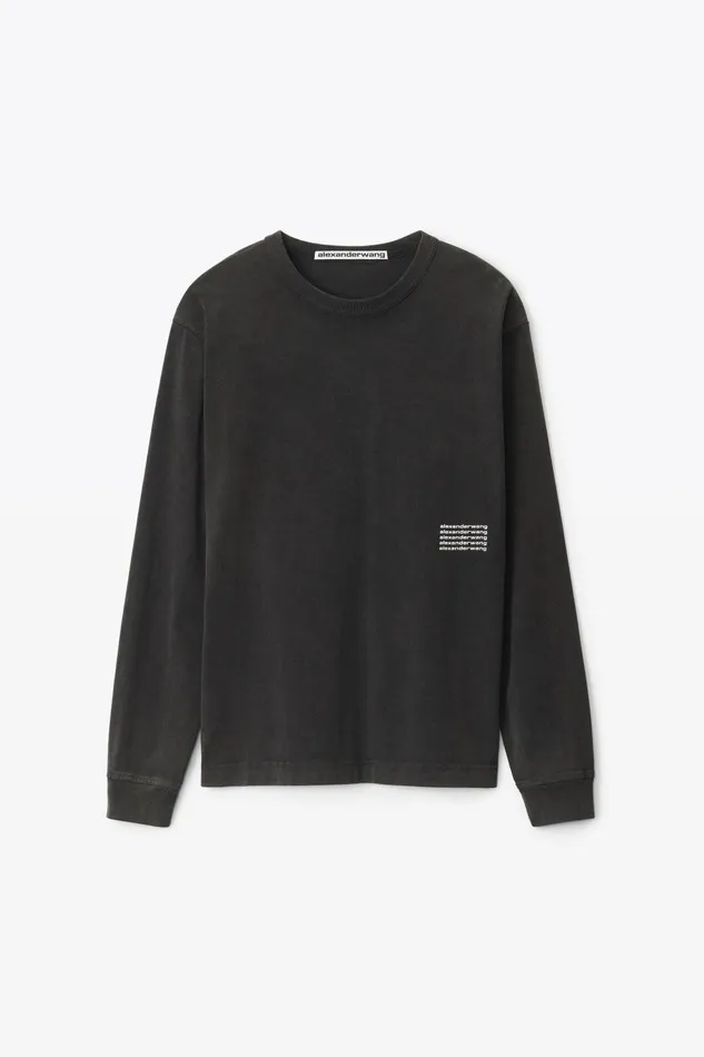 Alexander Wang TShirts Unisex LongSleeve Tee In Acid Wash Jersey 8211 WomenMen
