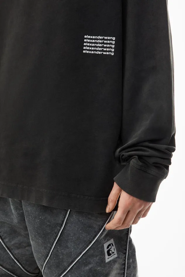 Alexander Wang TShirts Unisex LongSleeve Tee In Acid Wash Jersey 8211 WomenMen