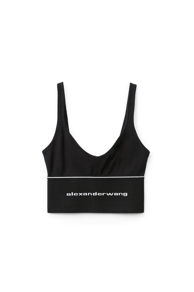 Alexander Wang Tops and Shirts Logo Elastic Bra In Ribbed Jersey 8211 Women