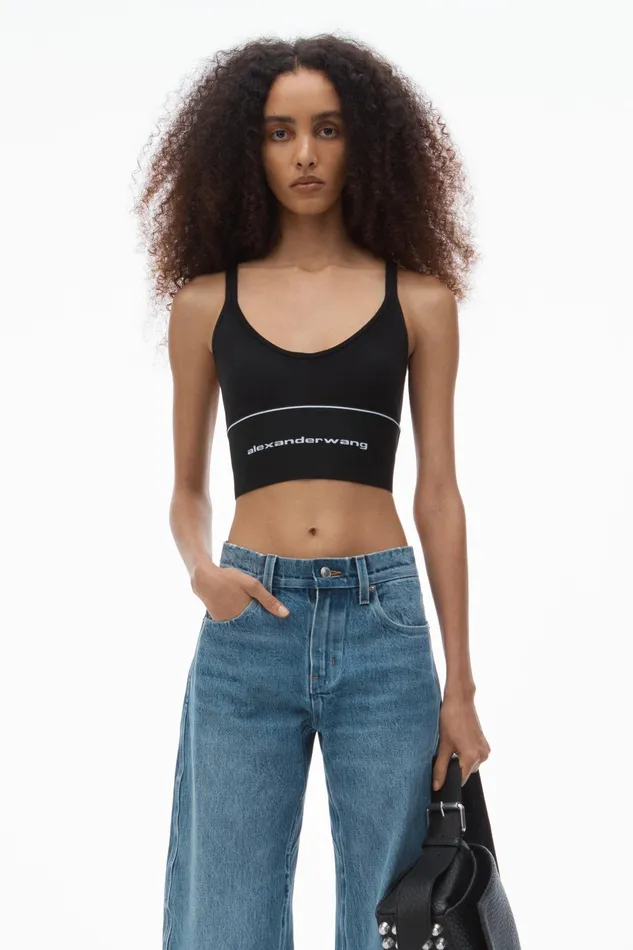 Alexander Wang Tops and Shirts Logo Elastic Bra In Ribbed Jersey 8211 Women