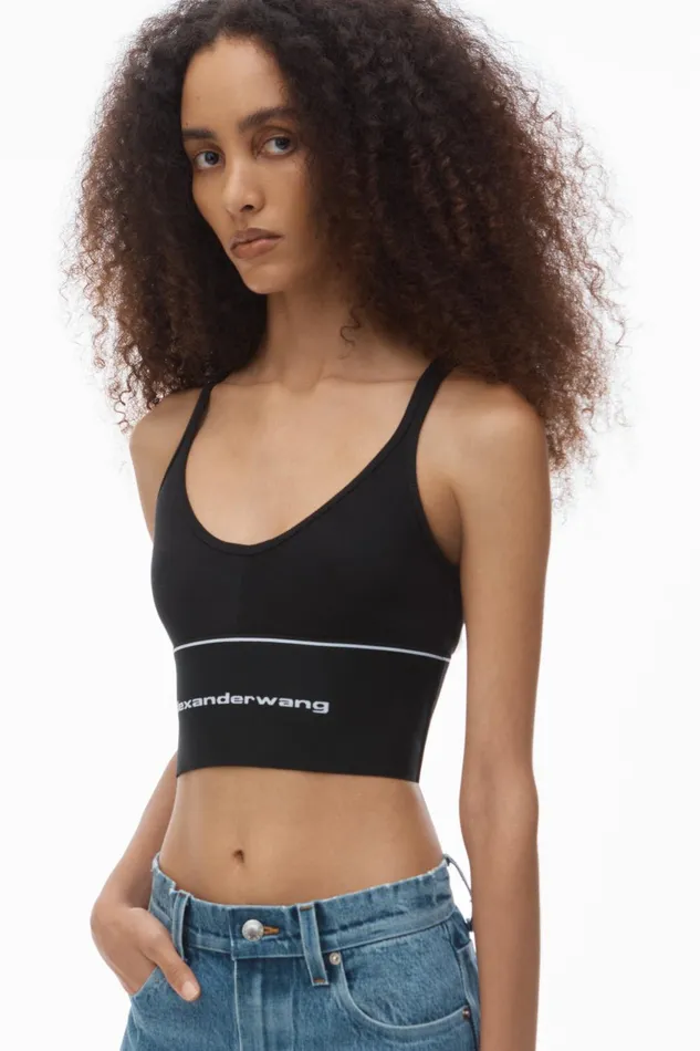 Alexander Wang Tops and Shirts Logo Elastic Bra In Ribbed Jersey 8211 Women