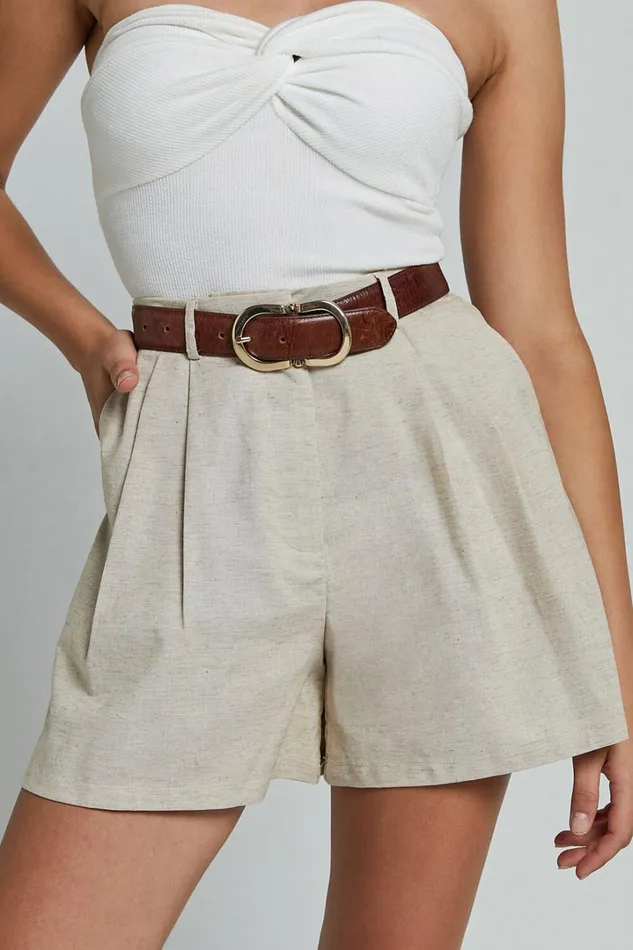 Ali Shorts 8211 High Waisted Cuffed Shorts In Natural Women Showpo Shorts