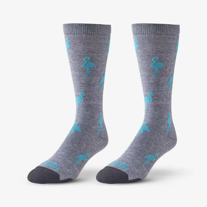 Allen Edmonds Flamingo Pattern Soft Touch PolyTencel Dress Socks Greyteal Men Socks