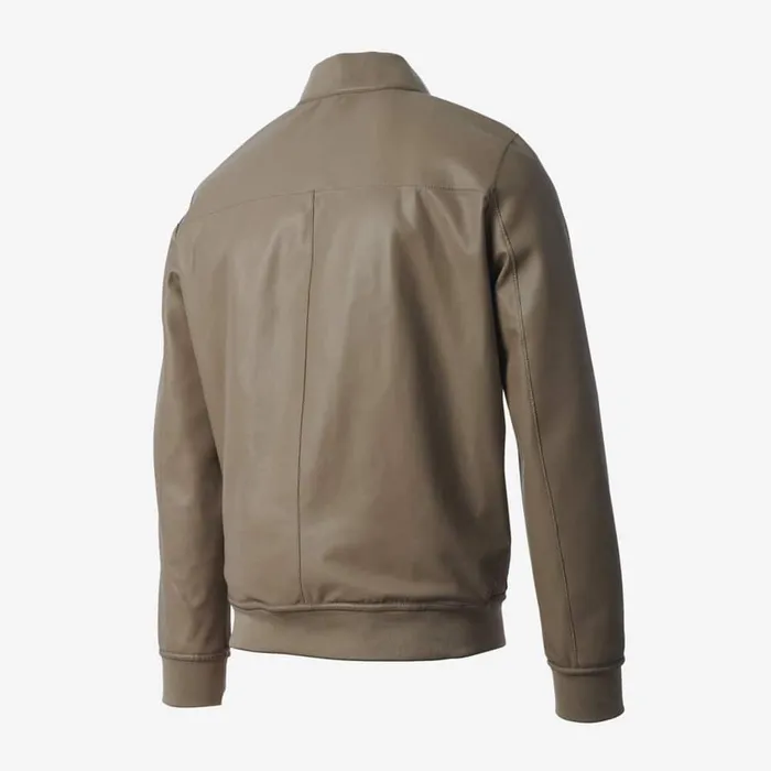 Allen Edmonds Leather And Suede Reversible Bomber Grey Beige Men Outerwear