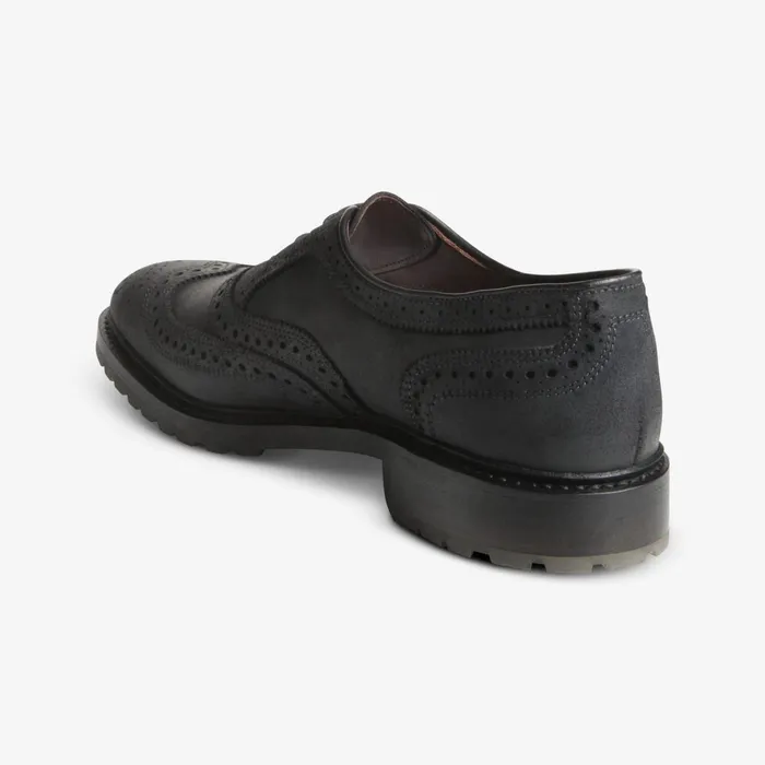 Allen Edmonds McTavish Oxford Wingtip Waxed Suede Dress Shoe Black Waxed Suede Men Business Casual