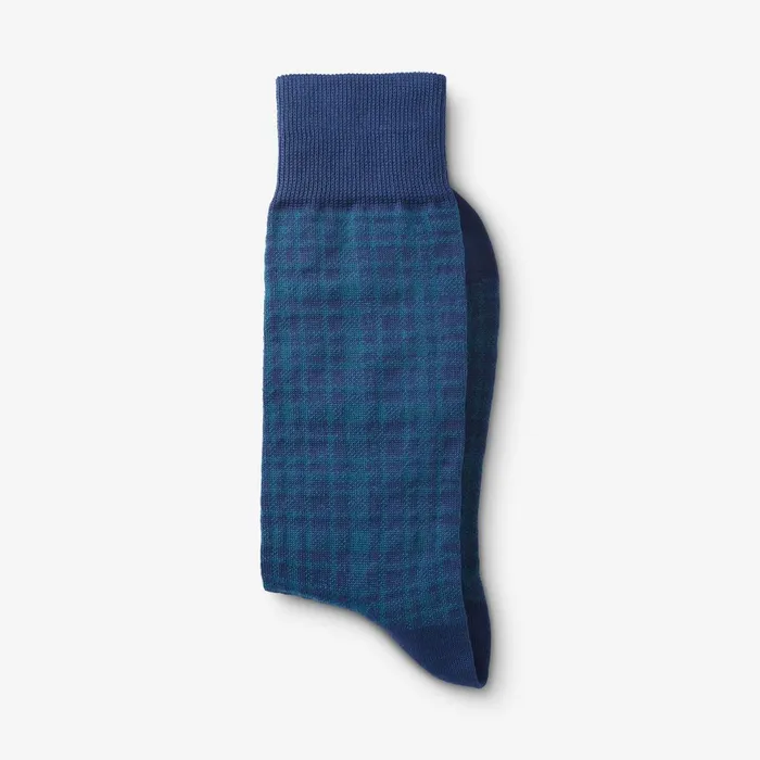Allen Edmonds MidCalf Pattern Dress Sock Blue Plaid Men Socks