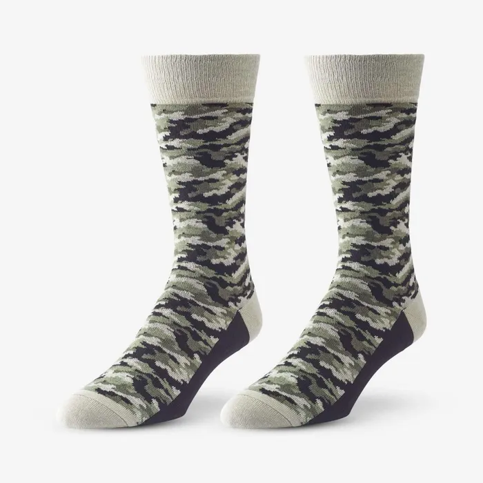 Allen Edmonds MidCalf Pattern Knit Dress Sock Olive Camo Men Socks