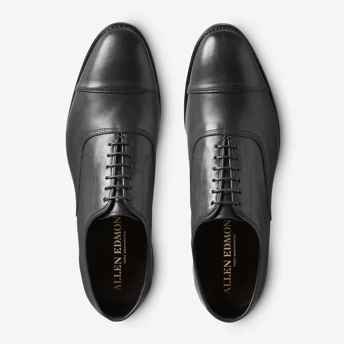 Allen Edmonds Park Avenue Weatherproof CapToe Oxford With Dainite Rubber Sole Black Men Wide Width Shoes