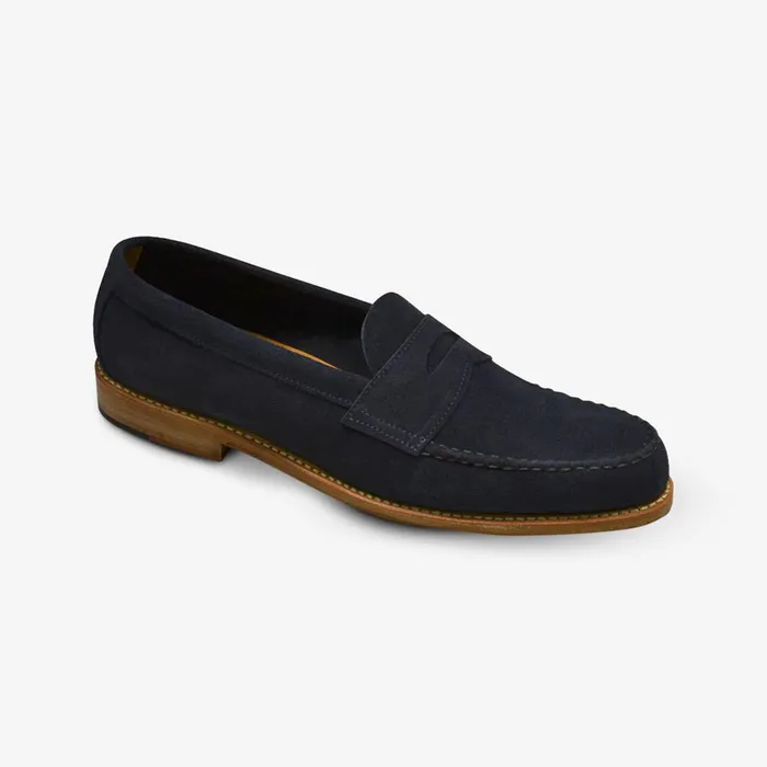 Allen Edmonds Patriot Suede Penny Loafer M Navy Men Loafers and SlipOns