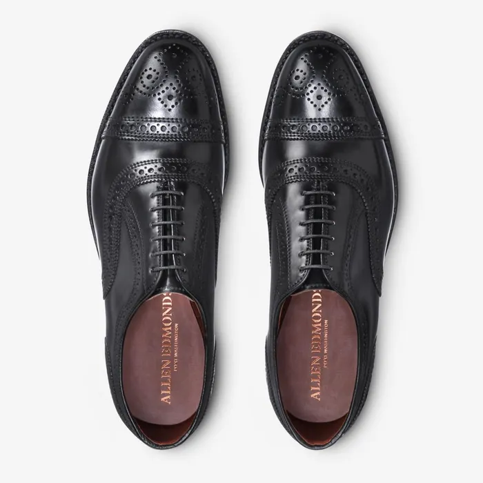 Allen Edmonds Strand Shell Cordovan CapToe Oxford Black Men Wide Width Shoes