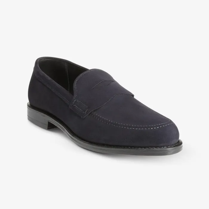 Allen Edmonds Wooster Street Suede Penny Loafer Dark Navy Men Loafers and SlipOns