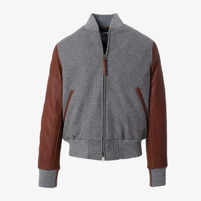 Allen Edmonds Zip Up Varsity Jacket By Golden Bear Grey Men Outerwear