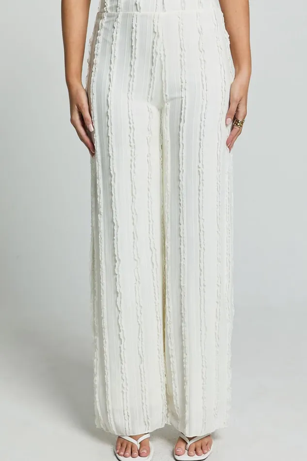 Almarie Pants 8211 Mid Waisted Wide Leg Textured Pants In Off White Women Showpo Pants