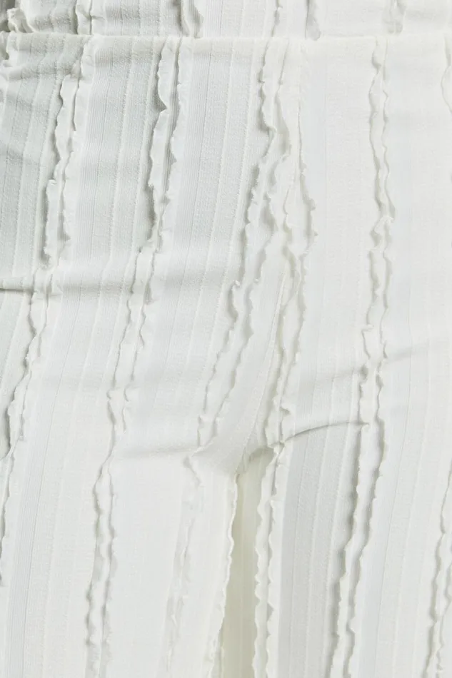 Almarie Pants 8211 Mid Waisted Wide Leg Textured Pants In Off White Women Showpo Pants