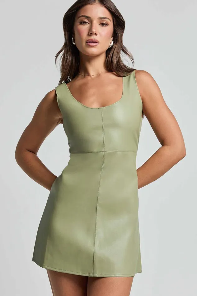 Alvera Mini Dress 8211 Square Neck Sleeveless A Line Dress In Sage Women Showpo Dresses Alvera Mini Dress 8211 Square Neck Sleeveless A Line Dress In Sage Women Showpo Dresses