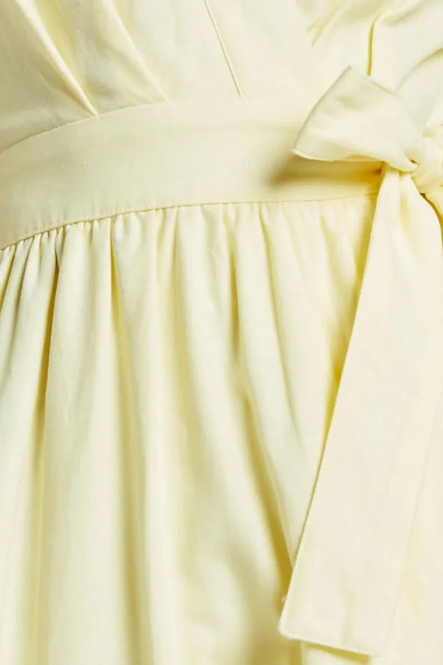Amalie The Label 8211 Franc Linen Puff Sleeve Wrap Midi Dress In Lemon Women Showpo Dresses