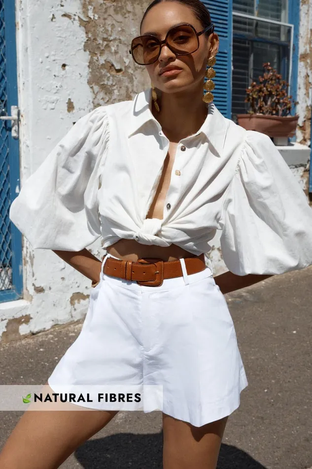 Amalie The Label 8211 Hanae Linen Blend Collared Button Through Puff Sleeve Shirt In White Women Showpo Tops Amalie The Label 8211 Hanae Linen Blend Collared Button Through Puff Sleeve Shirt In White Women Showpo Tops