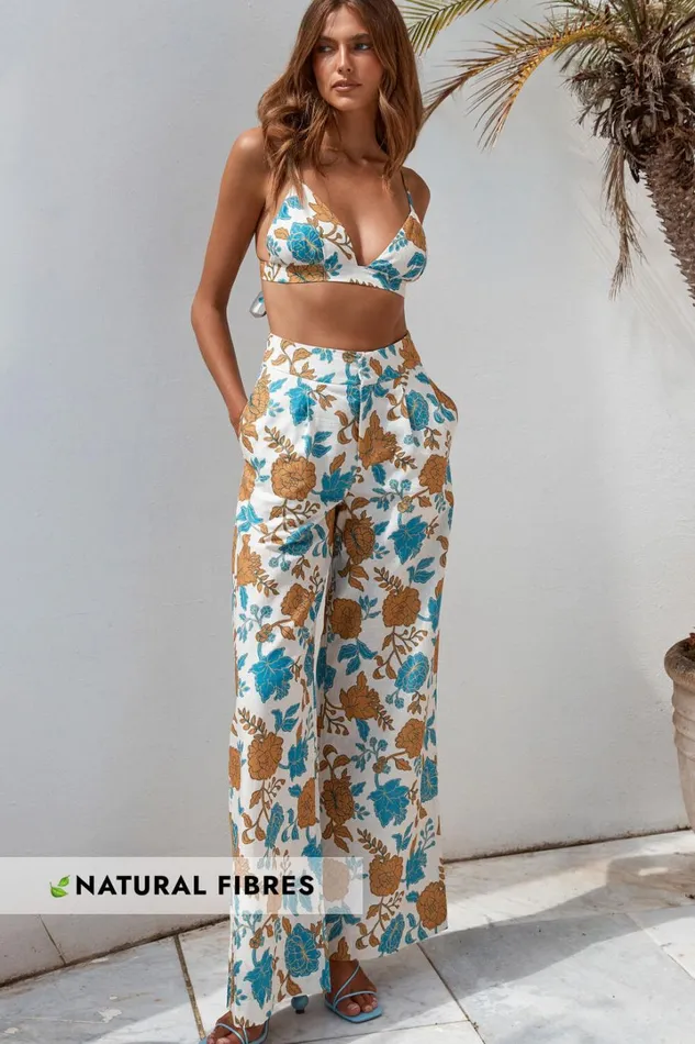 Amalie The Label 8211 Lorete Linen Blend High Rise Wide Leg Pants In Valencia Floral Women Showpo Pants