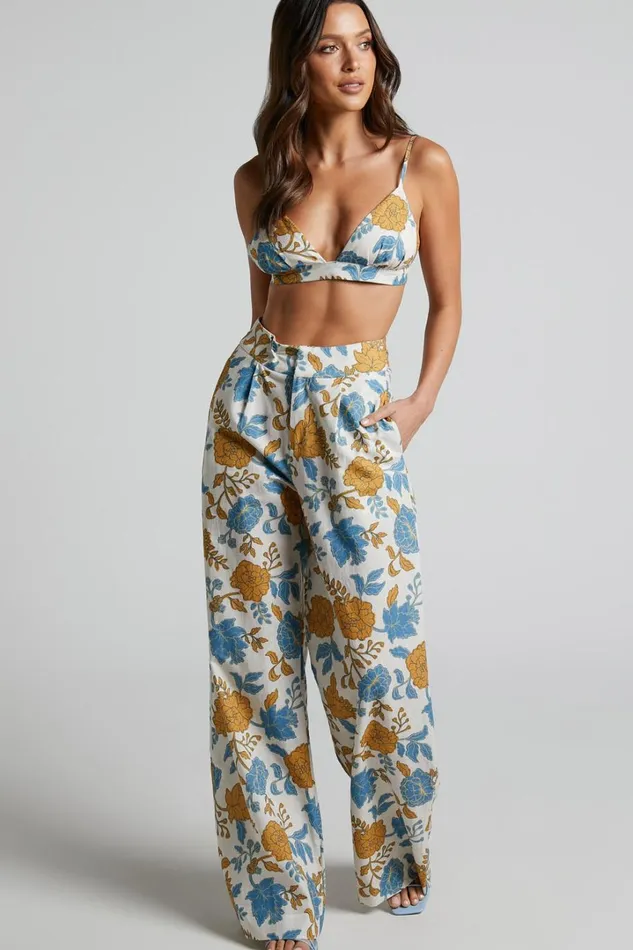 Amalie The Label 8211 Lorete Linen Blend High Rise Wide Leg Pants In Valencia Floral Women Showpo Pants